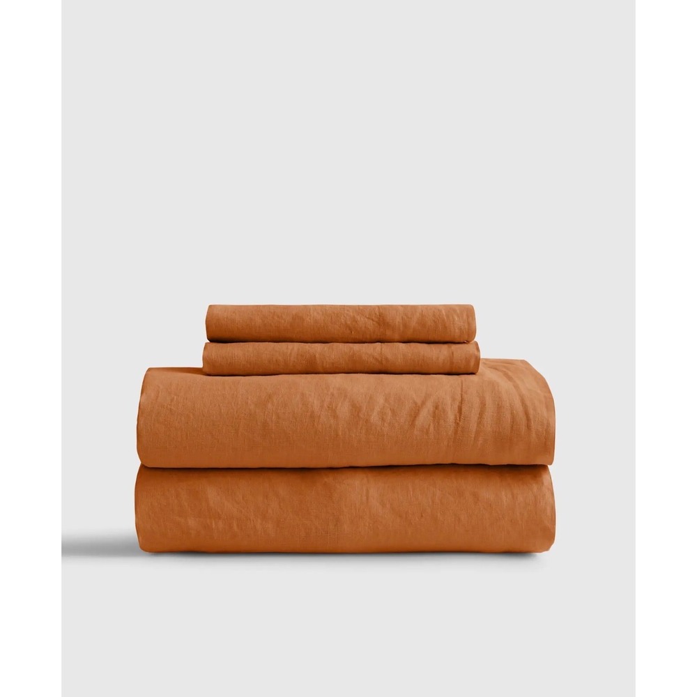 Quince European Linen Sheet Set Queen Terracotta